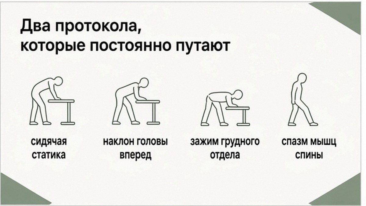 Сравнение: сидячая статика и наклон головы против выравнивания у стены