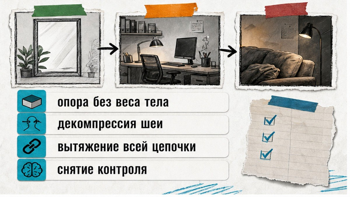 Схема: почему осанка у зеркала и за столом различается