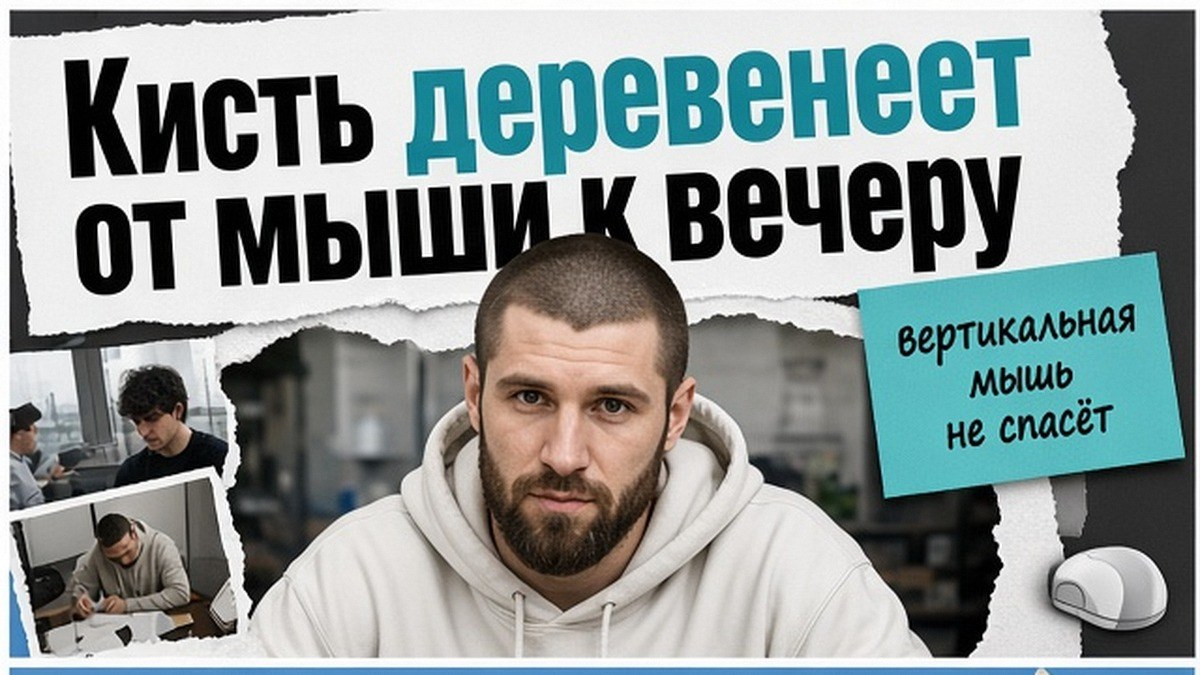 Мышь за столом к вечеру сковывает запястье