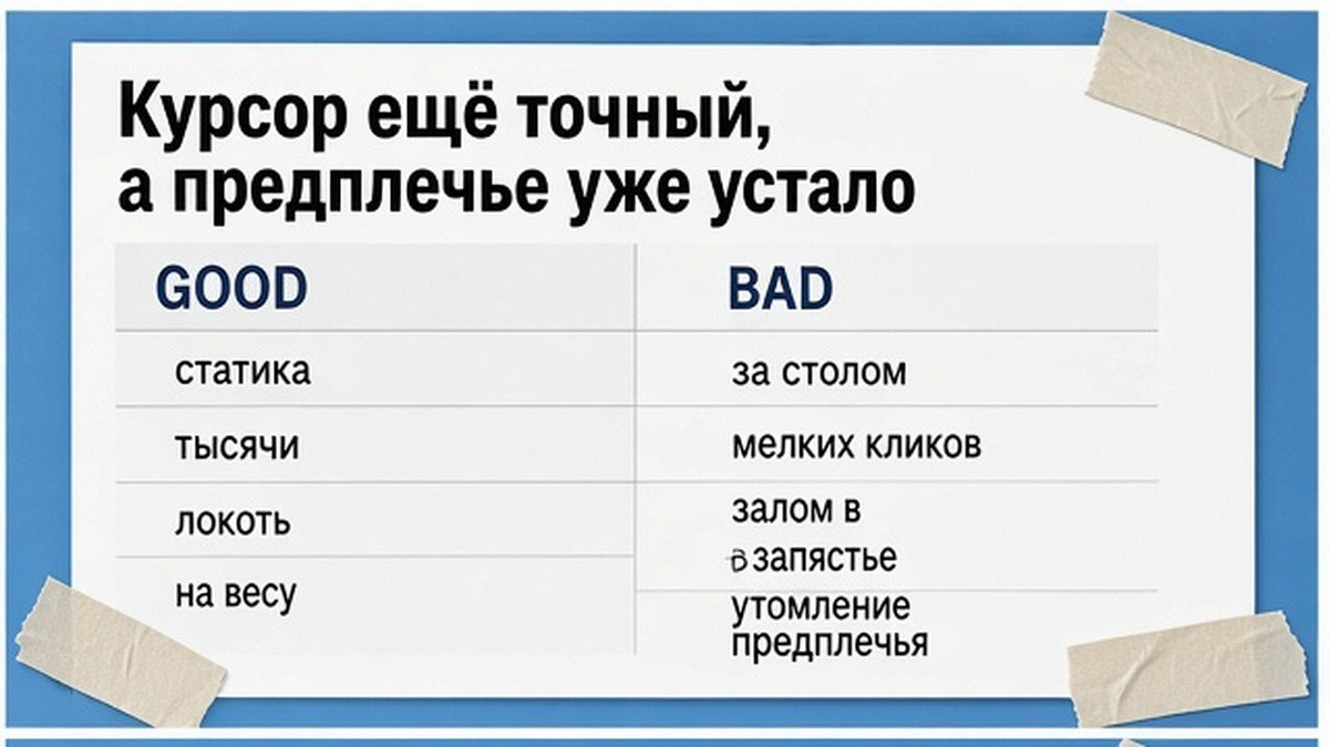Сравнение скрытой нагрузки на предплечье при работе мышью