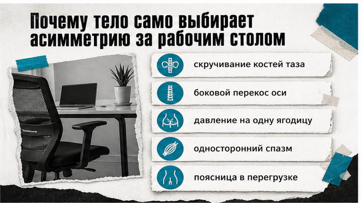 Факт-карточка: почему тело выбирает асимметрию за рабочим столом