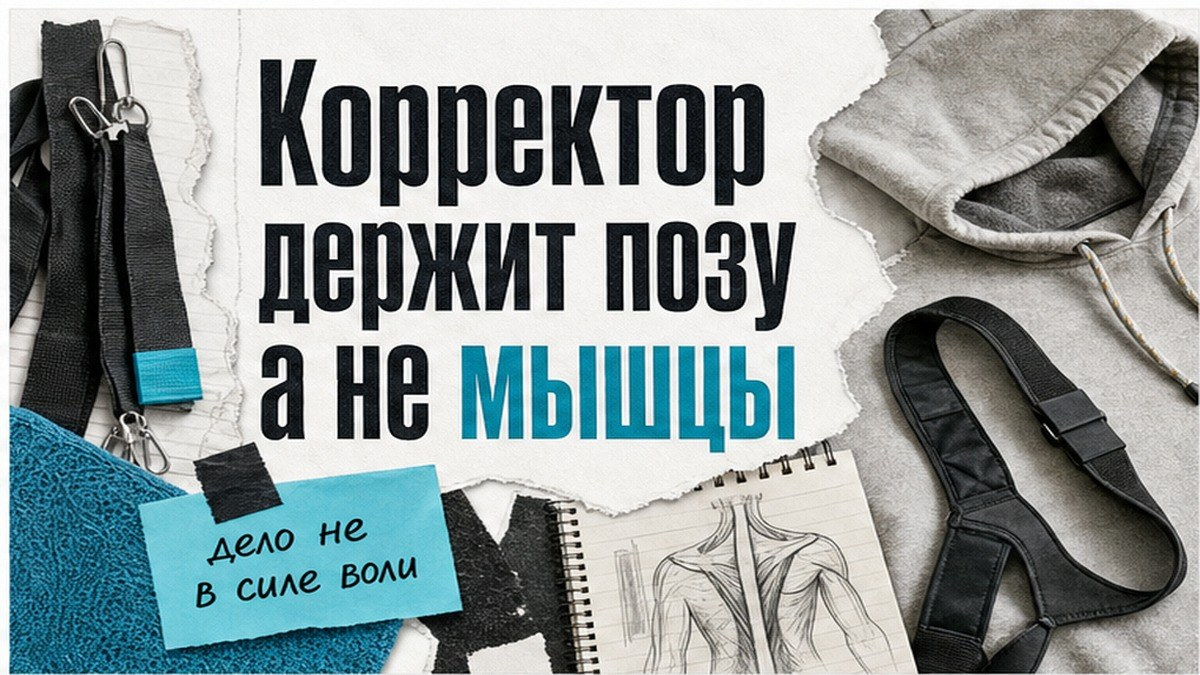 Корректор осанки стягивает плечи, но не учит мышцы держать спину