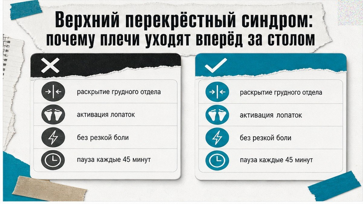 Верхний перекрёстный синдром: раскрытие грудного отдела и активация лопаток
