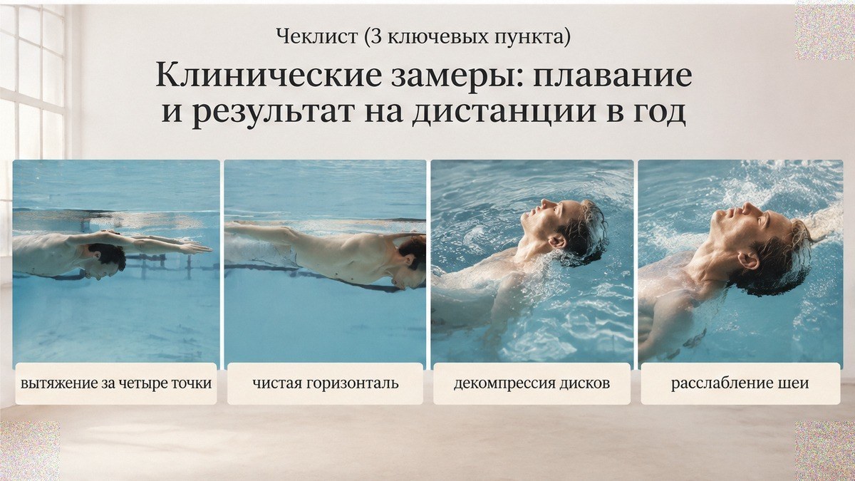 Чеклист: что дают исследования плавания для спины на дистанции в год