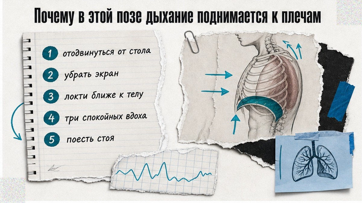Инфографика: почему в этой позе дыхание поднимается к плечам
