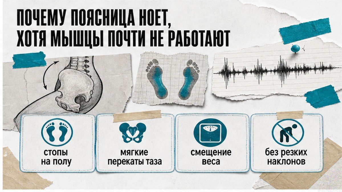 Факт-карточка: почему поясница ноет без сильной работы мышц