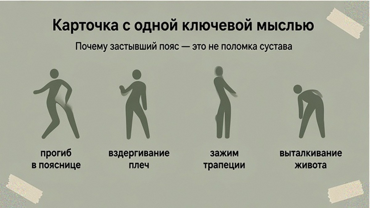 Инфографика: почему застывший пояс — не поломка сустава