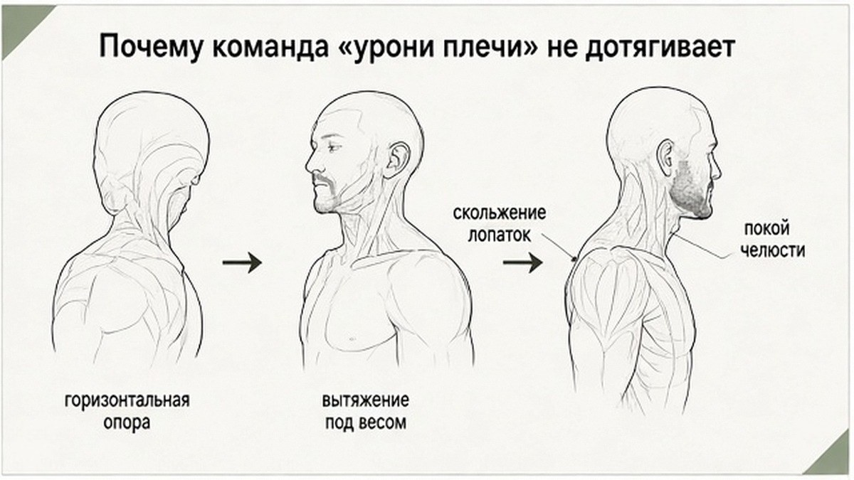 Почему команда «урони плечи» не снимает зажим