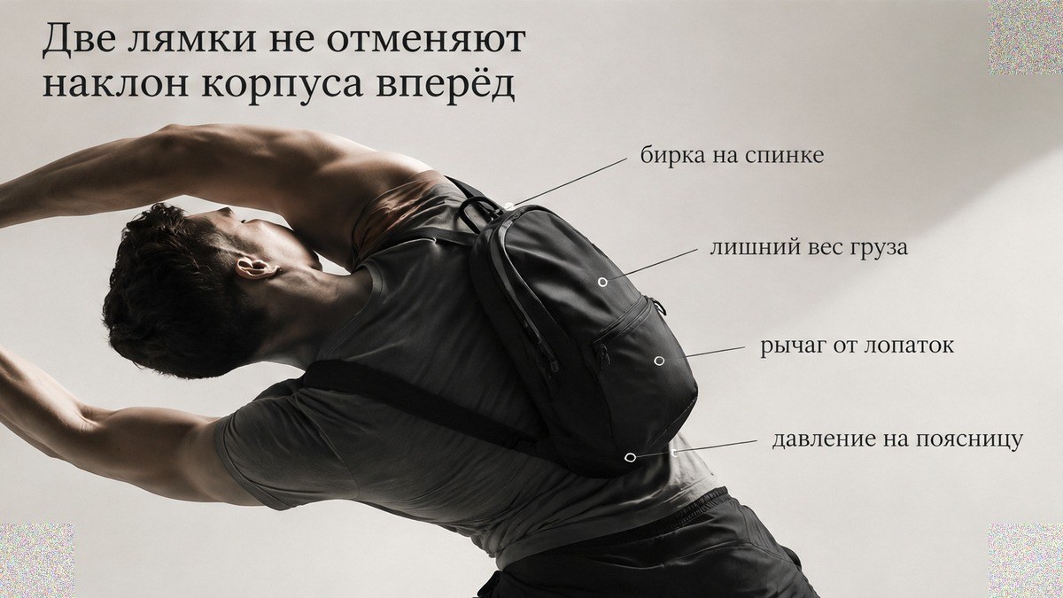 Схема: как две лямки не снимают наклон корпуса вперёд