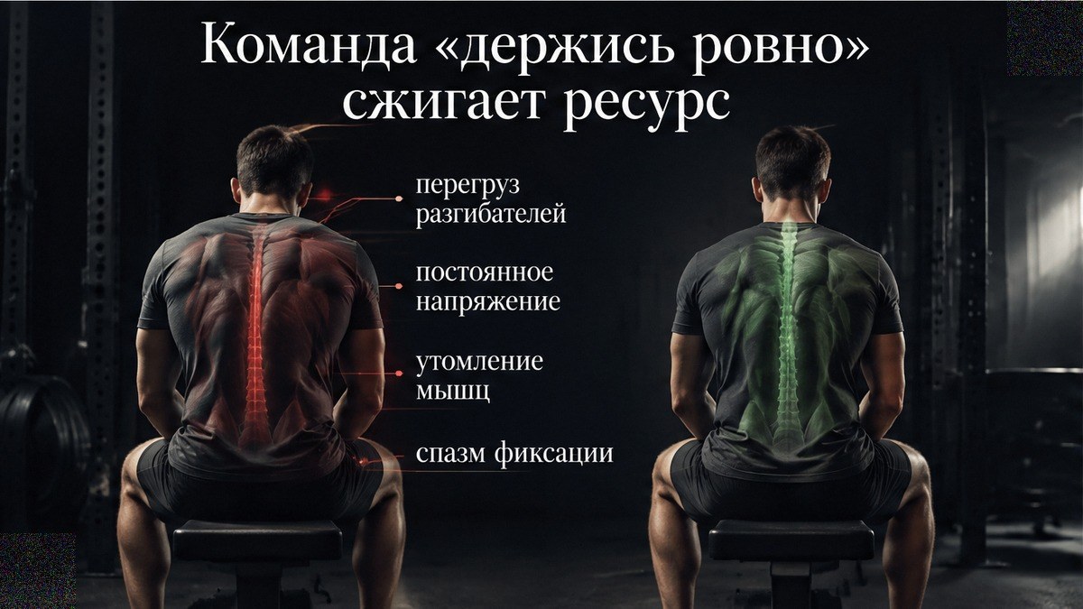 Сравнение: команда «держись ровно» и перегруз мышц