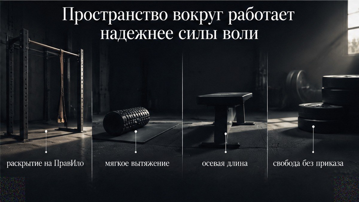 Схема: рабочее пространство важнее силы воли