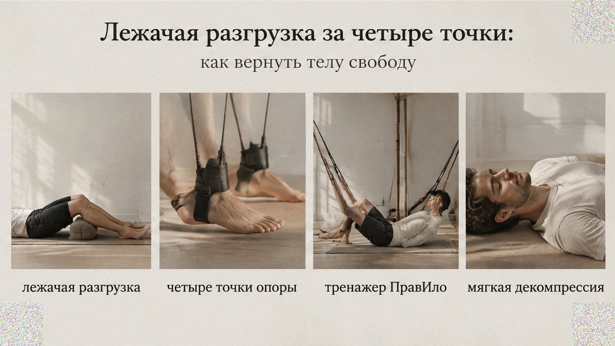 Таблица: как лежачая разгрузка на четырех точках мягко снимает напряжение в спине
