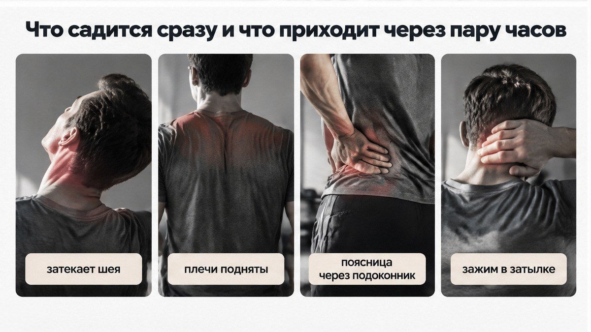 Схема: что затекает сразу и через пару часов