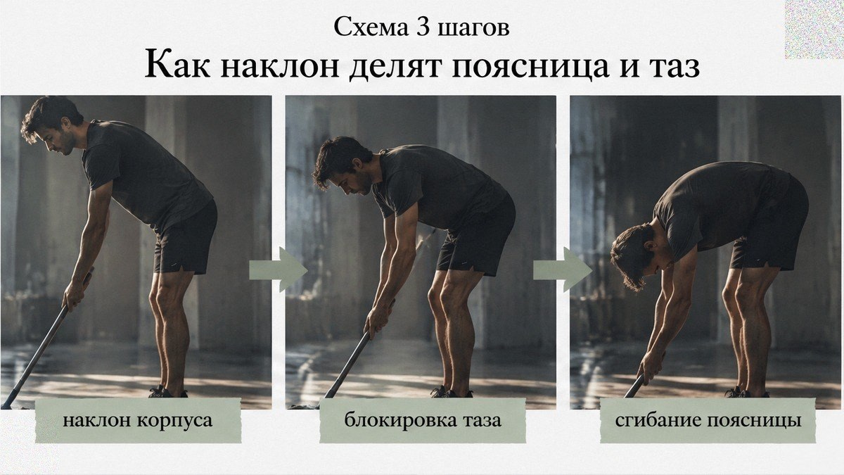 Схема: как наклон делят поясница и таз