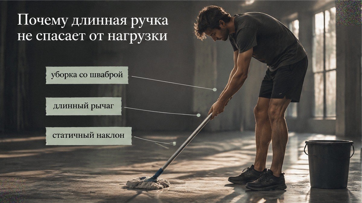 Карточка: почему длинная ручка не снимает нагрузку с поясницы