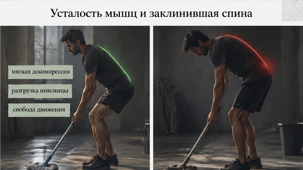 Сравнение: усталость мышц и мягкая разгрузка поясницы
