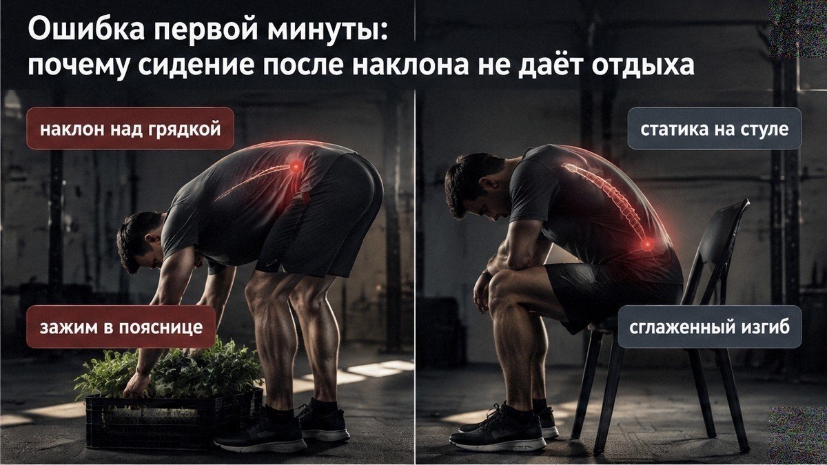 Схема: почему сидение после наклона не разгружает поясницу