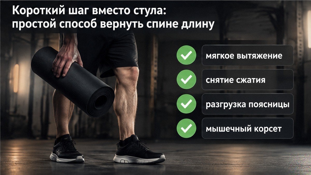 Чеклист: короткий шаг вместо стула для длины спины