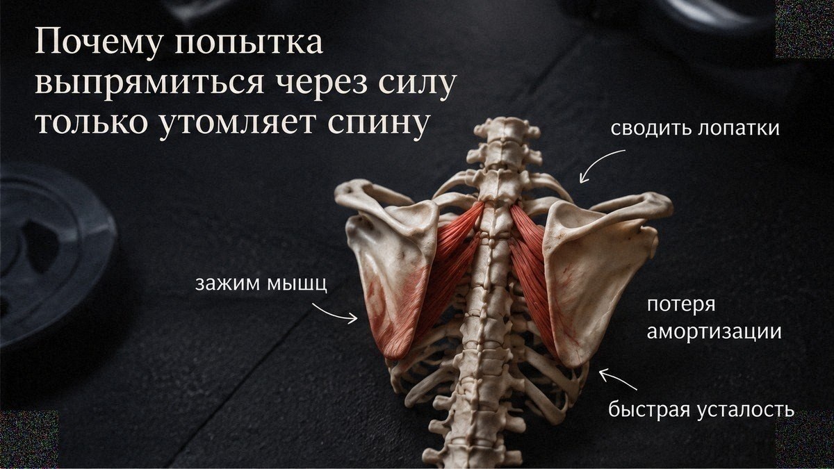 Инфографика: силовое выпрямление утомляет спину