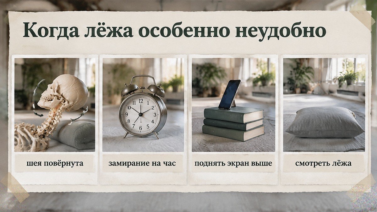 Чеклист: когда лёжа с телефоном особенно неудобно