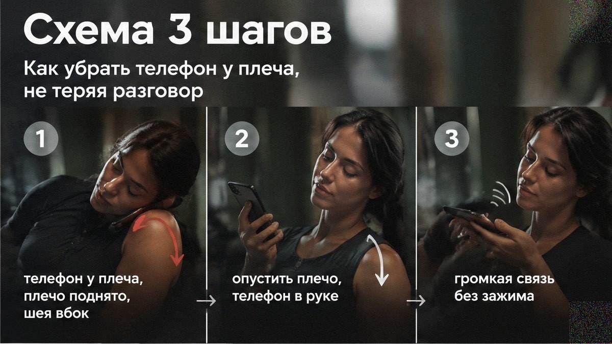 Схема: как говорить по телефону без удержания трубки плечом