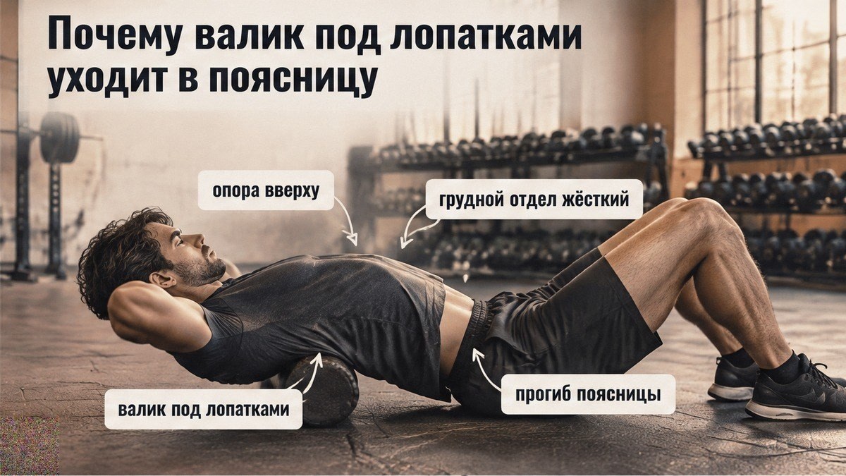 Почему валик под лопатками уводит нагрузку в поясницу